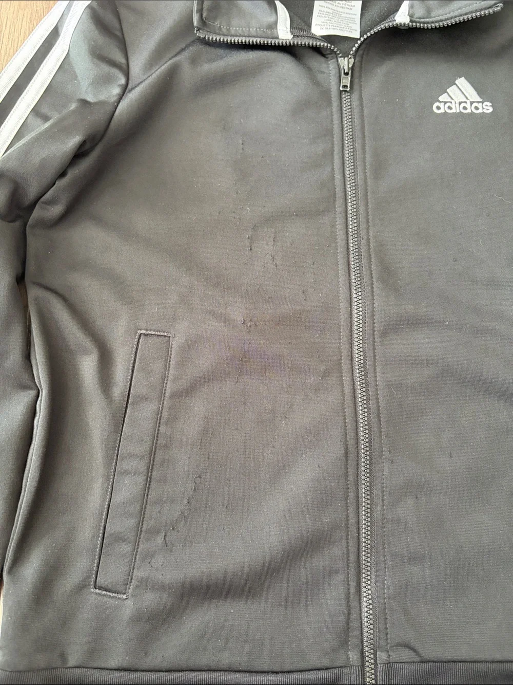 adidas Black Kids Track Jacket with White Stripe. Boy’s Size Medium 10/12